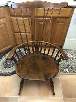 Vintage S. BENT & BROS Solid Wood Stenciled Colonial Rocking Chair Knuckle • $600