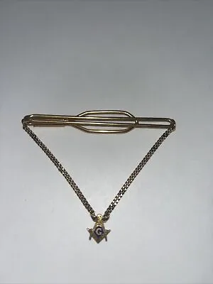 Masonic 1/20 12K Gold Filled Vintage Chain Pendant Tie Bar Clip Scottish Rite • $24.99