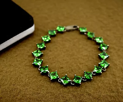 Art Deco Tsavorite Garnet Solid 925 Sterling Silver Bracelet Best Gift For Her • $53.99