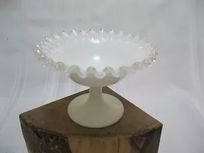 Vintage Fenton Silver Crest Milk Glass Pedestal Candy Dish • $12