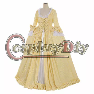 18th Marie Antoinette Day Court Gown Rococo Dress Cotton Yellow Rococo Dress • $54.05