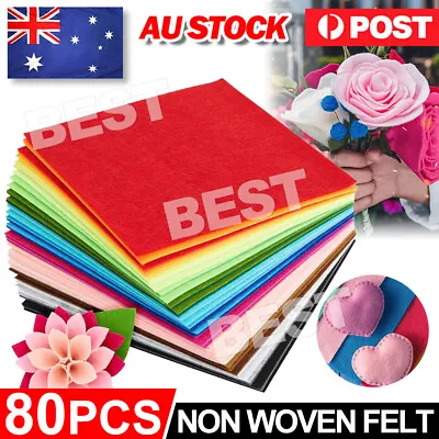 80pcs Felt Sheets 15x15CM DIY Felt Pack Assorted Colors Square Crafts Decorat • $13.45