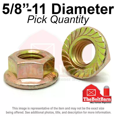 5/8 -11 Grade 8 Serrated Flange Lock Nuts Coarse Zinc Yellow (Pick Quantity) • $13