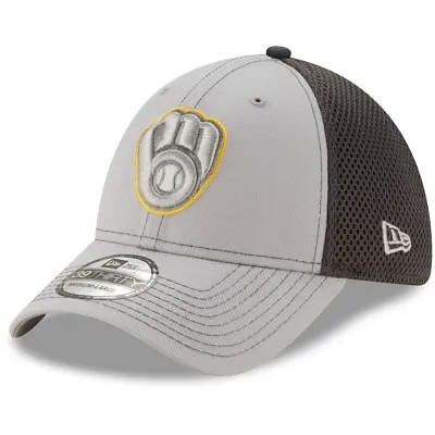 MILWAUKEE BREWERS MLB New Era 39THIRTY Grayed Out Neo Hat Flex Fit L/XL NWT $30 • $24.99