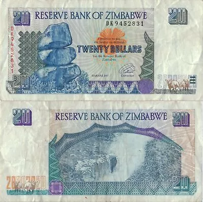 Zimbabwe 20 Dollars 1997 P-7a Banknote Africa Currency #5165 • $5.03