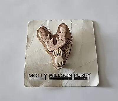 Molly Willson Perry Handcrafted Ceramic Alaska Moose Brooch/Pin • $12.99