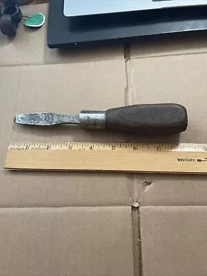 Vintage Homemade Wooden Handle 3/8” Tip Flathead Screwdriver ! 1 Of A Kind ! • $12.99