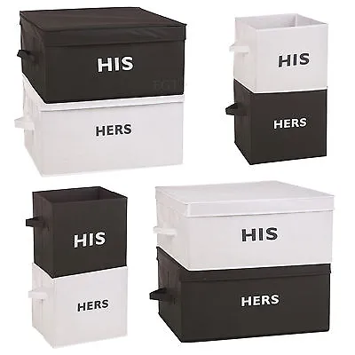 £21.99 • Buy His Hers Foldable Collapsible Fabric Canvas Storage Organiser Bedroom Drawer Box