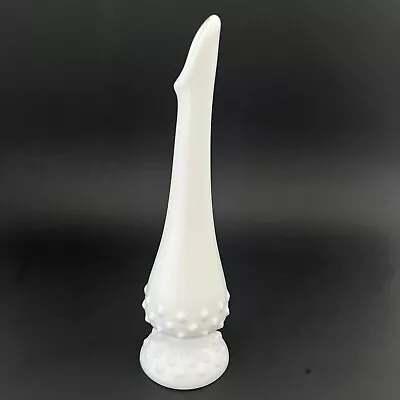 Vintage Fenton Art Glass Swung Bud Vase Hobnail Milk Glass Footed 8.5” • $16