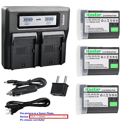 Kastar Battery LCD Dual Fast Charger For Nikon EN-EL15b MH-25b Nikon D7000 DSLR • $48.49