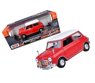 1961-1967 Morris Mini Cooper Red With White Top Timeless Legends 1/18 Diecast By • $59.52