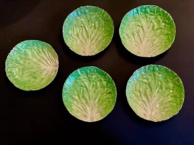 Set Of 5 Signed EB Napoli Lettuce Leaf Cabbage Faience Plates 6 1/4” • $249