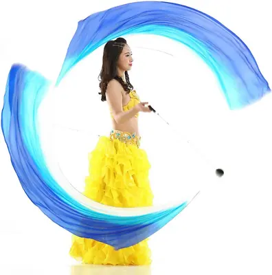 2Pcs 2.5X0.9M/98.43 X35.43  Multi-Color Dance Silk Veil Poi • $47.43