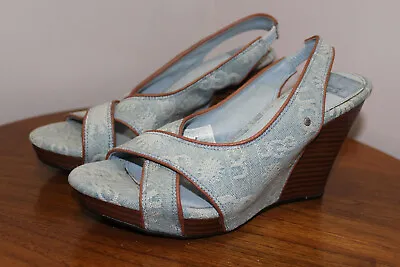 Ugg Australia Hazel Slingback Sandals 1000581 Wedge Heel Denim Blue Size 6 (us) • $25.99