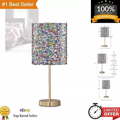 18.25  Multicolored Sequined Drum Shade Table Lamp - Glam Style - Metal Finish • $52.99