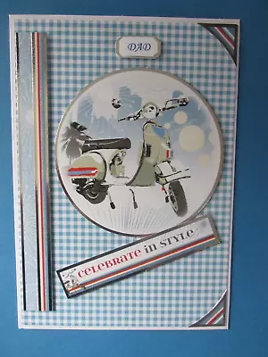 Handmade A5 Luxury 3d Layered Lambretta Motorcyle Father's Day Card • £2.99