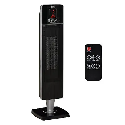 HOMCOM Ceramic Tower Heater W/ Remote Control 8h Timer And Oscillation Black • £54.99