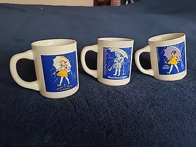 Set Of 3  When It Rains It Pours  Vintage Morton Salt Cups 1914 1956 & 1968 • $15