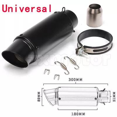 Universal Inlet 36-51mm Motorcycle Modified Exhaust Pipe Stainless Steel Muffler • $42.99