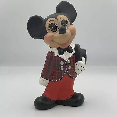 Vintage Mickey Mouse Figurine Walt Disney Productions Hand Painted 9  Ceramic • $20.88