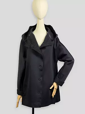 $179 • Buy ANNETTE GORTZ Bao Shearling Jacket Size L Black Hooded Designer Coat Women's