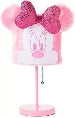 Pink Disney Minnie Mouse Plush Shade Art Table Lamp With Pull Chain & Metal Base • $80