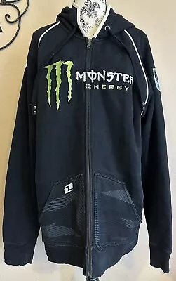 One Industries Monster Energy Hoodie Mens XL Black Full Zip Sweatshirt Motocross • $49.99