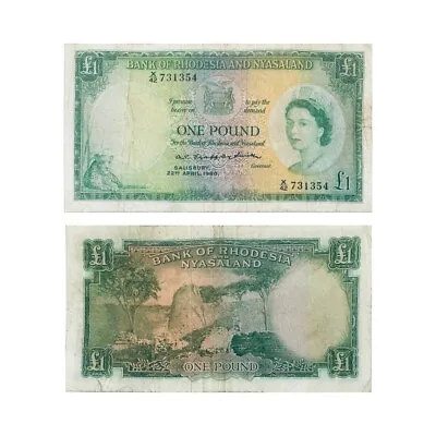 $134.18 • Buy 1960 Rhodesia & Nyasaland (zambia Zimbabwe Malawi) 1 Pound Banknote Elizabeth Ii