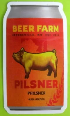 BEER FARM PILSNER 3 7/8 Inch Beer STICKER With PIG Label Brookeville MARYLAND • $3.89