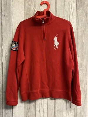 £10 • Buy Polo Ralph Lauren Patch Big Pony Half Zip Sweatshirt
