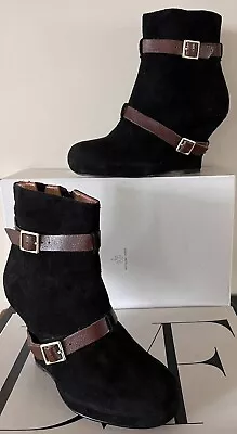 NWOB MISS ALBRIGHT Anthropologie Suede Ankle Boots Booties Wedge Sz 8.5 • $24.99