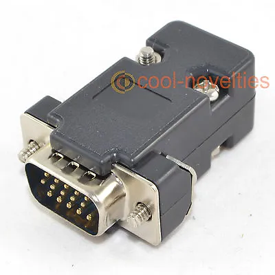 Db15hd 15 Way D Sub Vga Male Hd Plug Connector With Black Hood/shell (15 Pin) • £2.99