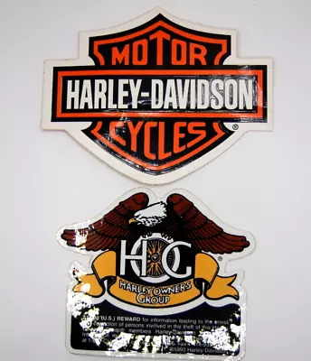 Vtg. Harley-Davidson Bar & Shield And Harley Owners Group HOG Stickers Lot Of 2 • $10.49