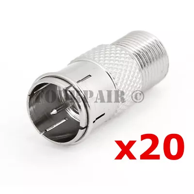 20 Pack Lot - F Type Quick Plug RF Coax Cable Adapter Connector - Male To Female • $11.95