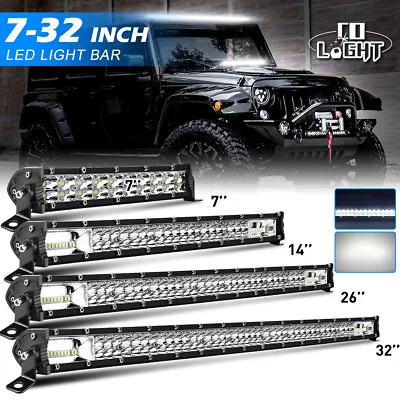 7/14/20/26/32  Dual Row Spot Flood Combo LED Light Bar Offroad For Jeep Truck • $21.99