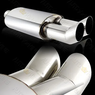 Universal 3  Dual Dtm Tip 2.5  Inlet T-304 Stainless Steel Exhaust Muffler • $48.24