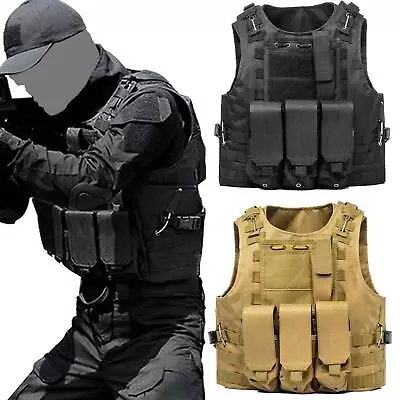 Military Tactical Vest Molle Quick Release Police Combat Assault Plate Carrier • $35.99