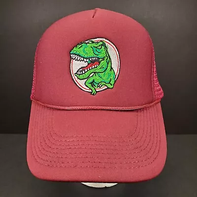 T-Rex Snapback Trucker Hat Cap Baseball Tyrannosaurus Dinosaur Nissin Burgundy • $14.98