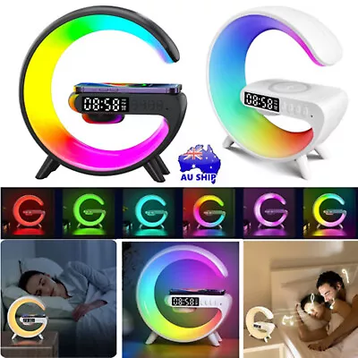 Smart Night Light Bluetooth Speaker Wireless Charger RGB Alarm Clock LED Lamp AU • $17.69