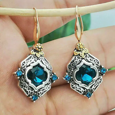 Fashion Blue Zirconia Drop Earrings For Women 925 Silver Jewelry  A Pair/set • $2.14