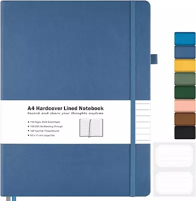 Lined Journal Notebook 8.5  X 11  Hardcover Leather Notebook A4 Wide Ruled • $28.13