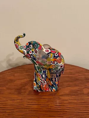 Vintage KB Murano Glass Millefiori Italian Art Glass Elephant Figurine • $49