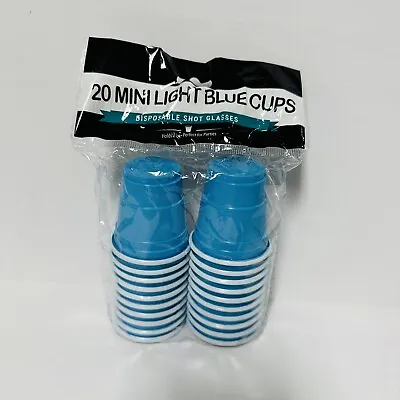 20 Disposable Shot Glasses Mini Light Blue Cups 2oz Perfect For Parties Fun NEW • $4.95