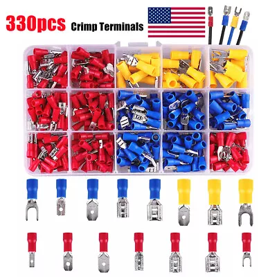 330PCS Assorted Insulated Electrical Wire Terminals Crimp Connectors Spade Kit • $12.79