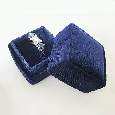 Navy Velvet Ring Box - Antique Vintage Inspired • $19.99