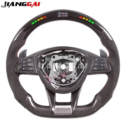 Carbon Fiber LED Alcantara Steering Wheel For Mercedes-Benz AMG C63 SLC W205 • $1299