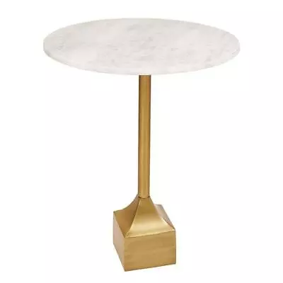 Marble Top Side Table 21 Inch Height Made Of Marble And Aluminum - Set Of 1 • $249.99