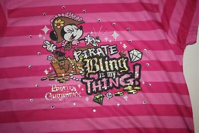 £20.19 • Buy New Disney Girls Top 14 Year Minnie Mouse Pirate Bling Is My Thing Pink W Gems