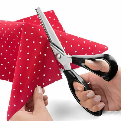 1xPinking Shears Fabric Dressmaking Sewing Scissors Zig Zag Craft Scissors Black • £5.69