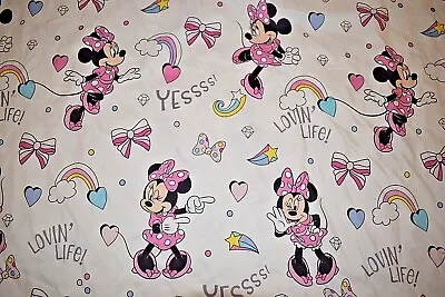 5T Disney MINNIE MOUSE Hearts MICROFIBER Twin Flat Bed Sheet (Fabric) • $22.99